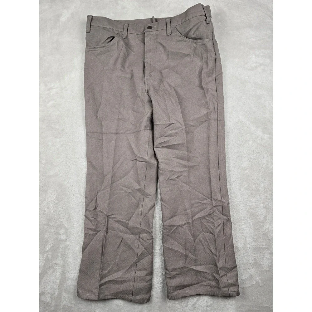 Vintage Levi Strauss Slacks Mens 35x27 Brown Talon 42‎ Zipper Trousers 70s